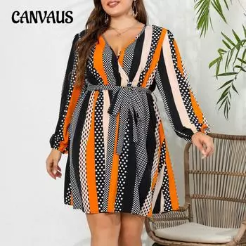 Женское платье с длинным отрезком и принтом пояса, темпераментные платья больших размеров 1XL разноцветный