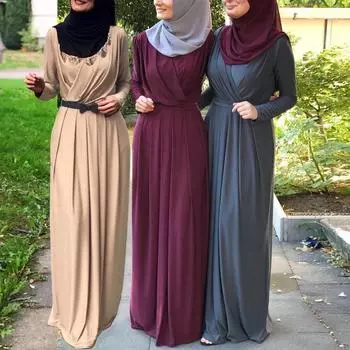 Женское мусульманское платье абайя, платье с высокой талией на Ближнем Востоке, музыкальное платье для Рамадана, элегантное клубное вечернее платье, женская исламская одежда XXL чёрный