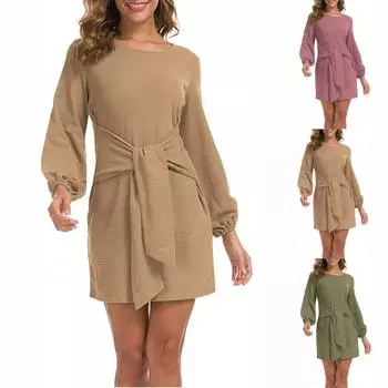 Женское платье с длинным рукавом M синий