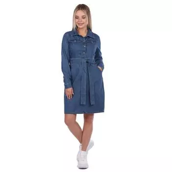 Женское платье с длинным рукавом с поясом