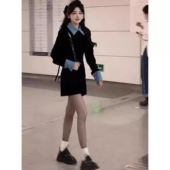 Женское платье с контрастной талией во французском стиле в стиле Одри Хепберн, весна 2025, короткая юбка L