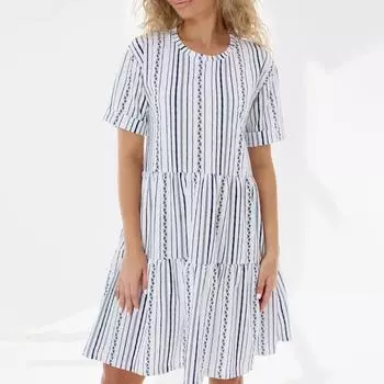 Женское платье с коротким рукавом и круглым вырезом с цветочным принтом, модная повседневная юбка L белый