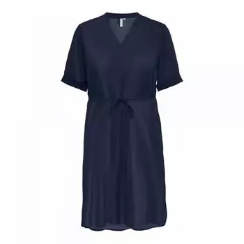 Женское платье с короткими рукавами и v-образным вырезом с прямым поясом ONLY CARMAKOMA 42 темно-синий