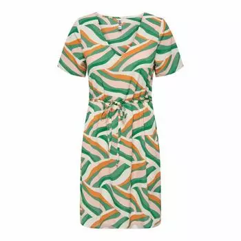 Женское платье с короткими рукавами и V-образным вырезом на завязках с принтом JDY
