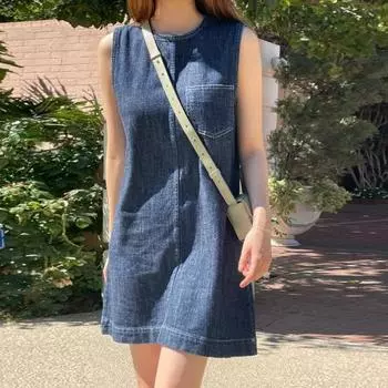 Женское платье с круглым вырезом, без рукавов, однотонное, свободное, в стиле пэчворк, с нагрудным карманом, мягкое мини-платье длиной выше колена XL темно-синий