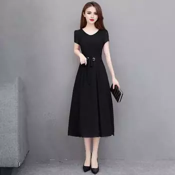 Женское платье с круглым вырезом и короткими рукавами, тонкая талия, большие размеры, чистый цвет, облегающий крой, длина до середины икры L красный