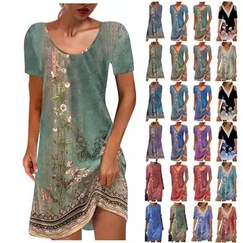 Женское платье с круглым вырезом и короткими рукавами, повседневное платье с принтом в горошек XXL