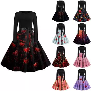 Женское платье с круглым вырезом и большим подолом, плиссированная юбка с длинными рукавами, платье XXXXL розовый