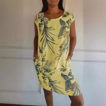 Женское платье с круглым вырезом на весну и лето S