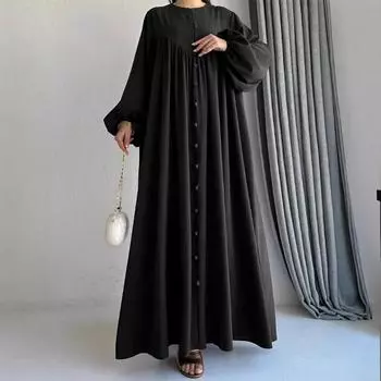 Женское платье с круглым вырезом, простое, удобное, повседневное, свободное платье L чёрный