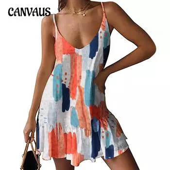 Женское платье с лямкой больших размеров, регулируемая пряжка, v-образный вырез, большие распашные платья без рукавов с принтом S светло-зеленый