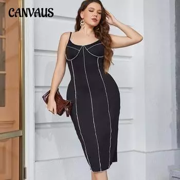 Женское платье с лямкой на шее больших размеров, модные тонкие платья с открытой спиной 1XL чёрный