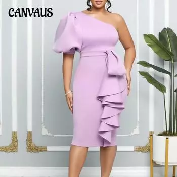 Женское платье с наклонными плечами и рукавами-пузырьками на бедрах, сексуальные платья больших размеров, вечернее платье, вечернее платье