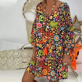 Женское платье с открытыми плечами и цветочным принтом, нерегулярное повседневное платье с длинными рукавами XXXL белый