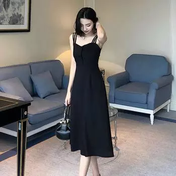 Женское платье с открытыми плечами, облегающее черное платье M