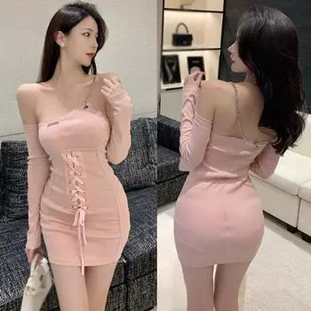 Женское платье с открытыми плечами, сексуальное облегающее платье с длинным рукавом, вечернее платье One size