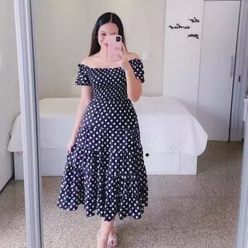 Женское платье с открытыми плечами в европейском и американском стиле, весна/лето 2025 г. - модная длинная юбка на одно плечо с большим размахом M