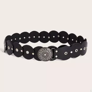 Женское платье с поясом на талии для свиданий Джинсы Торговая улица чёрный