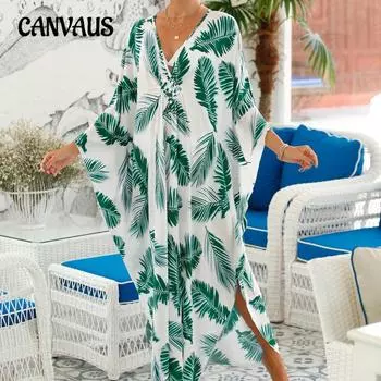 Женское платье с принтом, пляжная накидка, свободная праздничная верхняя рубашка бикини больших размеров One Size