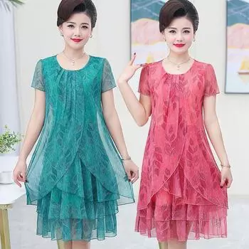 Женское платье с принтом размера плюс, летнее сетчатое свободное платье А-силуэта, длинное платье с цветочным принтом XL