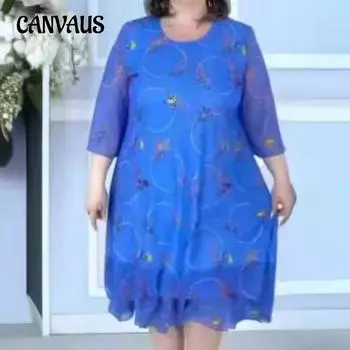 Женское платье с принтом S синий