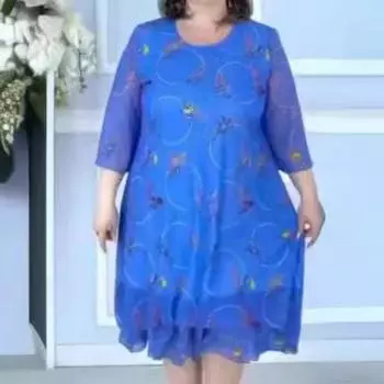 Женское платье с принтом S синий