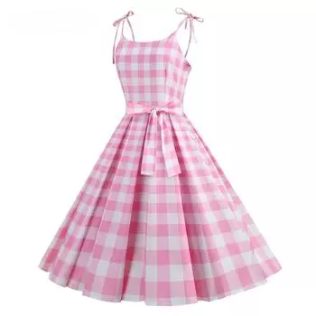 Женское платье с принтом в виде сетки и завязкой-халтером, короткое платье с завязками-халтерами M розовый