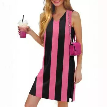 Женское платье с V-образным вырезом и клетчатым принтом, без рукавов, с разрезом по низу XL винный