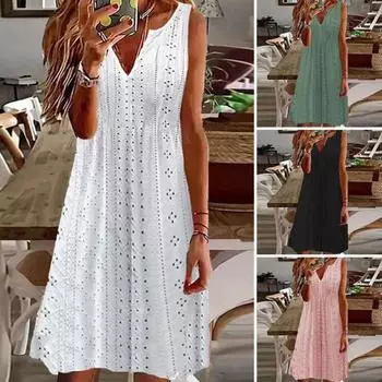 Женское платье с V-образным вырезом без рукавов, жилет сплошного цвета, свободный трапециевидной формы, большой XL розовый