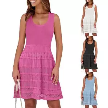 Женское платье с V-образным вырезом, летнее платье с плиссированной резинкой на талии, А-силуэтное платье XXXL циан