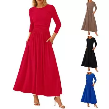 Женское платье с V-образным вырезом, летнее платье с плиссированной резинкой на талии, А-силуэтное платье XXL тёмно-синий