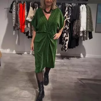 Женское платье с V-образным вырезом длиной до колена, свободное однотонное платье миди с блестящим узлом XXXL вино красного