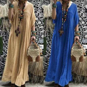 Женское платье с V-образным вырезом и рукавами «летучая мышь», кружевное, длинное, свободное, Vestido Robe Kleid XXXXXL чёрный