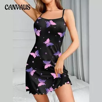 Женское платье, сексуальная французская молочная шелковая пижама, отдел бабочки, сладкие ночные рубашки на бретелях S