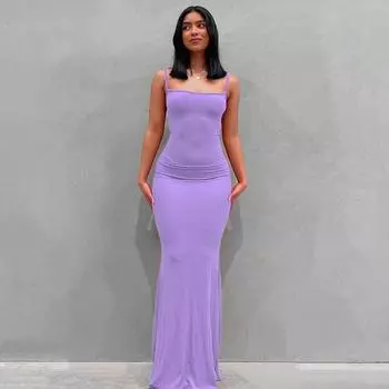 Женское платье, сексуальное модное женское платье Kardashian Skims, однотонное сексуальное тонкое платье персикового цвета с подтяжками на бедрах XXS baby голубой