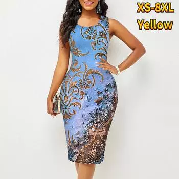 Женское платье Sling Лето Ретро Тотем Принт Платья Обтягивающие Без Рукавов Slim Fit Сексуальная Мода Верхняя Одежда XS фиолетовый