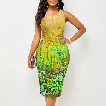 Женское платье Sling Summer Butterfly Print Dresses Tight Sleeveless Slim Fit Sexy Fashion Top Clothing XS темно-синий