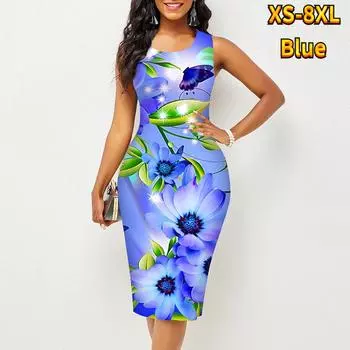 Женское платье Sling Summer Sunflower Print Dresses Tight без рукавов Slim Fit Sexy Fashion Top Clothing XS розовый