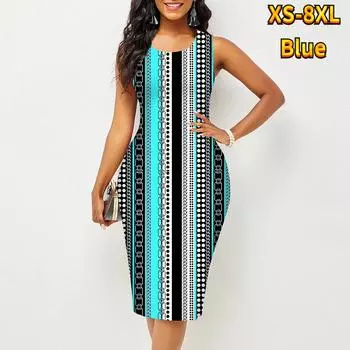 Женское платье Sling Summer Vertical Zip Print Dresses Tight Sleeveless Slim Fit Sexy Fashion Top Clothing XS темно-синий