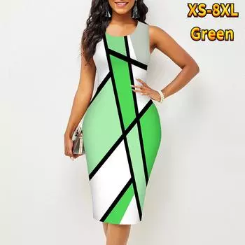 Женское платье Sling SummerOblique Stripe Print Dresses Tight Sleeveless Slim Fit Sexy Fashion Top Clothing XS розовый
