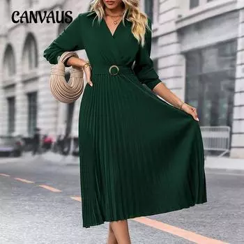 Женское платье-стиль на весну и осень, однотонное S чёрный