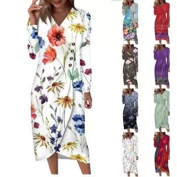 Женское платье свободного покроя с длинным рукавом, однотонное пляжное платье для отдыха XL фиолетовый