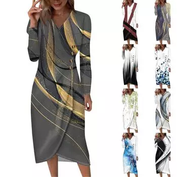 Женское платье свободного покроя с длинным рукавом, однотонное пляжное платье для отдыха M