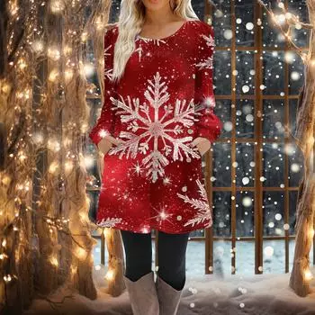 Женское платье-трапеция с длинным рукавом, повседневное платье-пуловер свободного кроя на пуговицах с карманами L