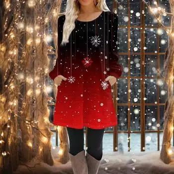 Женское платье-трапеция с длинным рукавом, повседневное платье-пуловер свободного кроя на пуговицах с карманами L чёрный