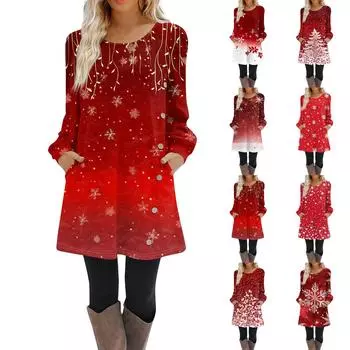 Женское платье-трапеция с длинным рукавом, повседневное платье-пуловер свободного кроя на пуговицах с карманами L