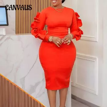 Женское платье Весенне-осеннее модное темпераментное элегантное платье большого размера с длинным рукавом S чёрный