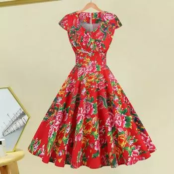 Женское платье в китайском стиле с цветочным принтом, V-образным вырезом, коротким рукавом, этническим силуэтом, облегающим, с высокой талией, цветной скрытой молнией сзади, вечернее, выпускное, миди-платье 2XL розовый