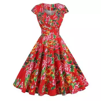 Женское платье в китайском стиле с цветочным принтом, V-образным вырезом, коротким рукавом, этническое, А-силуэт, облегающее, с высокой талией, цветная потайная молния сзади S розовый