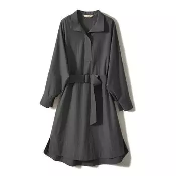 Женское платье в корейском стиле, простое стильное платье А-силуэта с поясом M серый